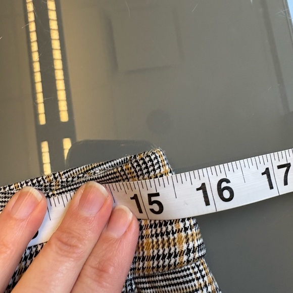 Zara Yellow Black Plaid High Waisted Slim zip fly Medium women's Trousers pants - Picture 9 of 12